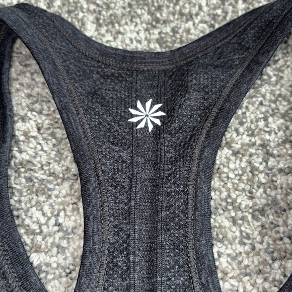 ATHLETA FAST TRACK RUCHED SEAMLESS CHARCOAL GRAY TANK TOP~SMALL - Picture 4 of 5